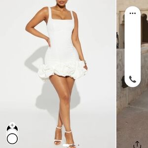 White Ruffled Hem Square-Neck Mini Dress